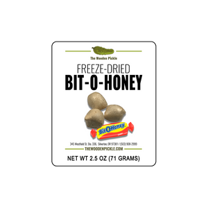 Freeze dried Bit O Honey candy front label