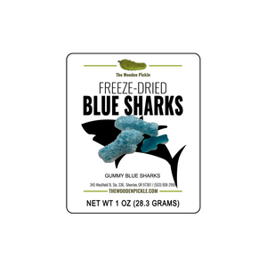 Freeze dried candy gummy sharks label