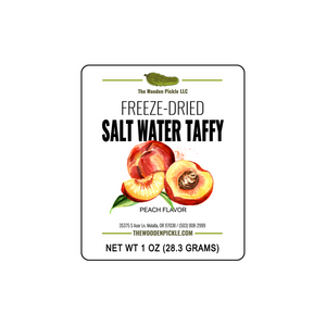 Freeze dried candy Peach taffy label