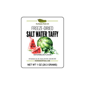Freeze dried candy watermelon taffy label